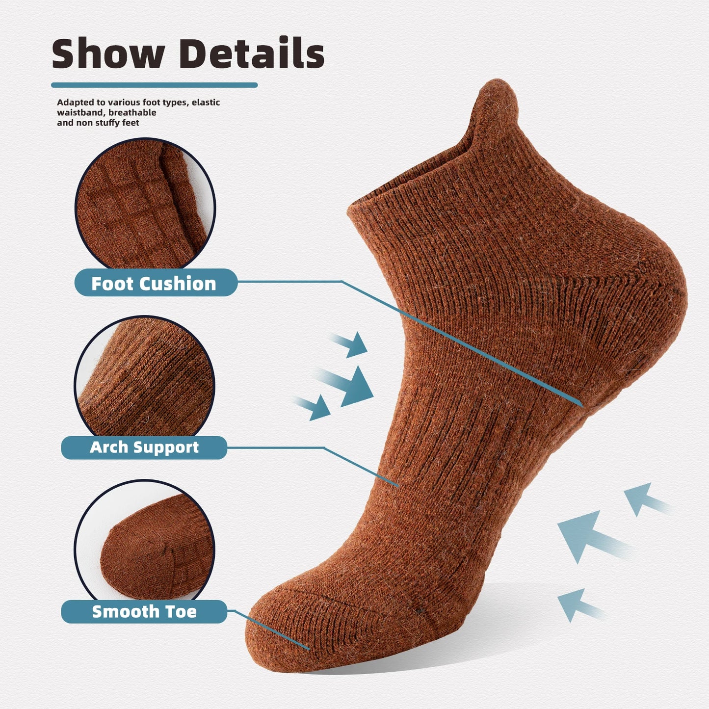 6 Pairs Men's Women's hiking Ankle Socks